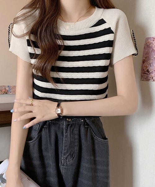 NICENESS ficca ボーダーサマーニット M miniministore（ミニミニストア） サマーニット ニット セーター