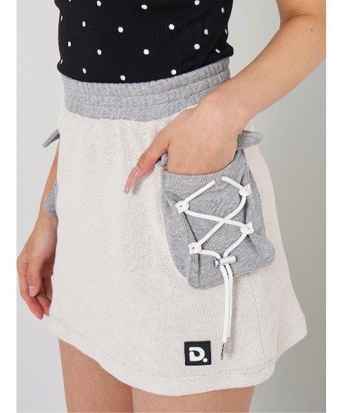 Darich♡レースアップスウェットロングスカート♡グレー♡FREE ダーリッチ Darich レースアップスウェットミニスカート