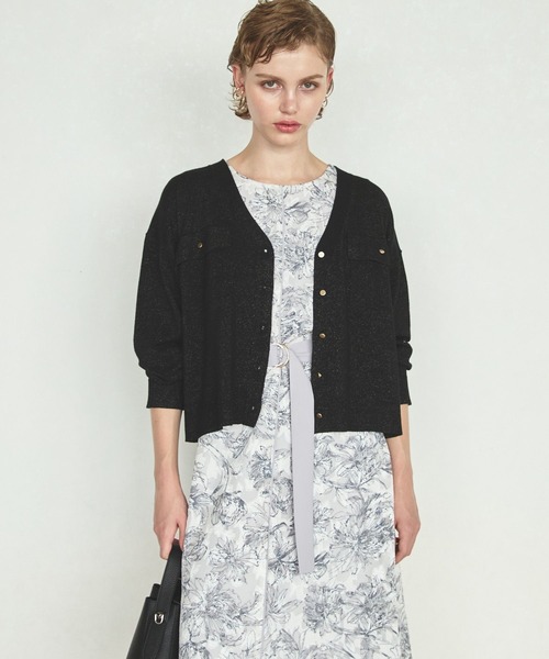 【 Cains Moore 】 コットン カーディガン 黒 ブラック ポケ付 Cains Moore 】 コットン カーディガン 黒 ブラック ポケ付