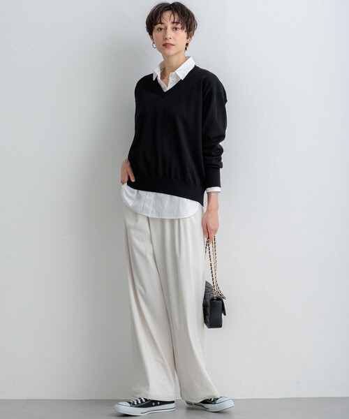 美品45Rコーデュロイ ワイドパンツ ラグスタイル LUXSTYLE 細コーデュロイワイドパンツ/ワイド