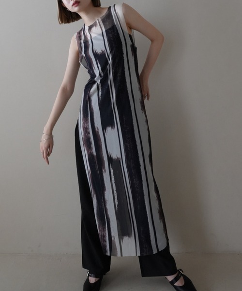 Uenui ワンピース マーブル シアー ワンピース 総柄 : ZOZOTOWN Yahoo