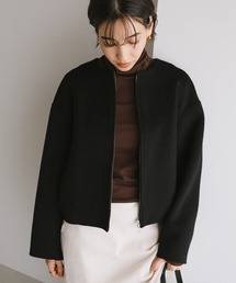 evernavy ノーカラーコート コート リバージップノーカラーショート