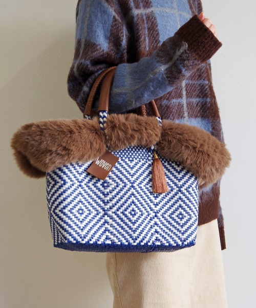 WOVEN カゴバック かごバッグ カゴバッグ WOVEN (ウーヴン) / エコファーフラップ