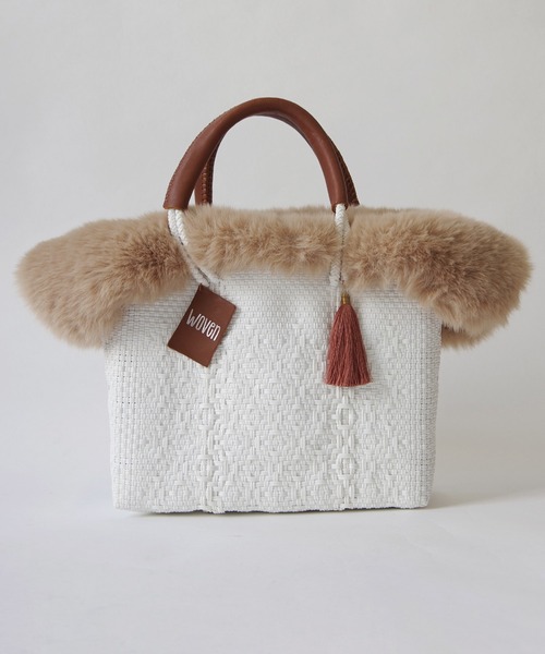 かごバッグ カゴバッグ WOVEN (ウーヴン) / エコファーフラップカバー+
