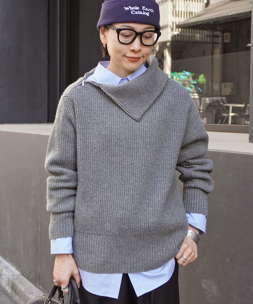 AP STUDIO ニット カシミヤミックスニットアゼジップ レディース  