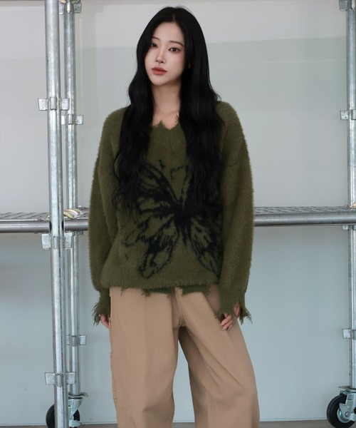 FOLLOWIN ニット セーター 「UNISEX」ビンテージバタフライ