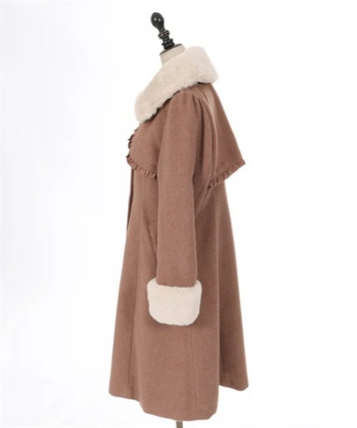 美品　axes femme POETIQUE / ダッフルコート　M フリル axes femme POETIQUE ダッフルコート コート ファーティペ付