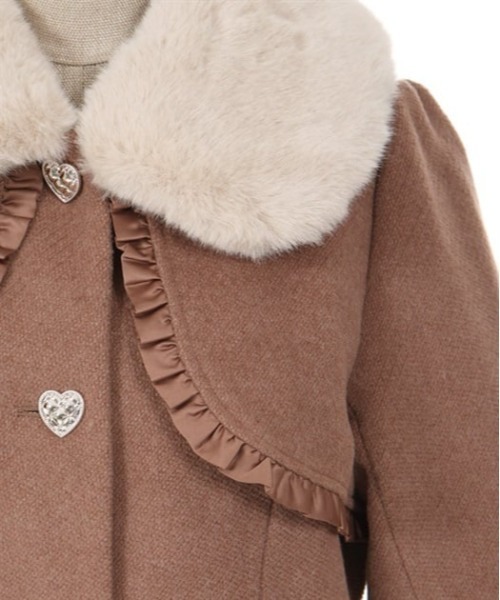 美品　axes femme POETIQUE / ダッフルコート　M フリル axes femme POETIQUE ダッフルコート コート ファーティペ付