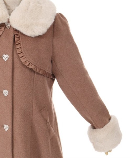美品　axes femme POETIQUE / ダッフルコート　M フリル axes femme POETIQUE ダッフルコート コート ファーティペ付