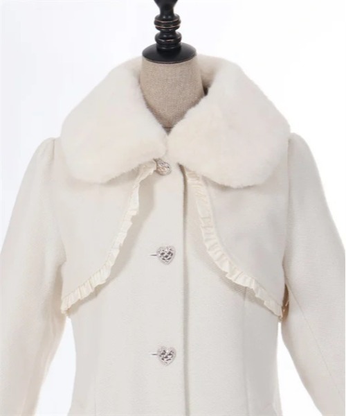 美品　axes femme POETIQUE / ダッフルコート　M フリル axes femme POETIQUE ダッフルコート コート ファーティペ付