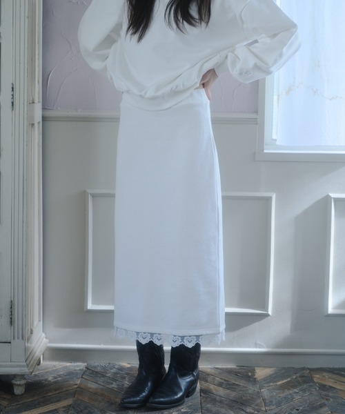 Smyeon Sweat lace skirt レース付きスウェットスカート Smyeon スカート Sweat lace skirt/レース付きスウェット
