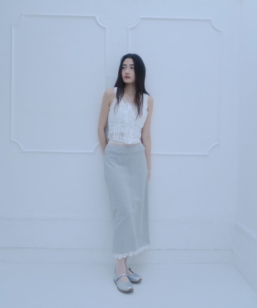 Smyeon スカート Sweat lace skirt/レース付きスウェット