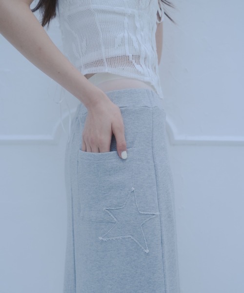 smyeon レース付きスウェットスカート ホワイト Smyeon スカート Sweat lace skirt/レース付きスウェット