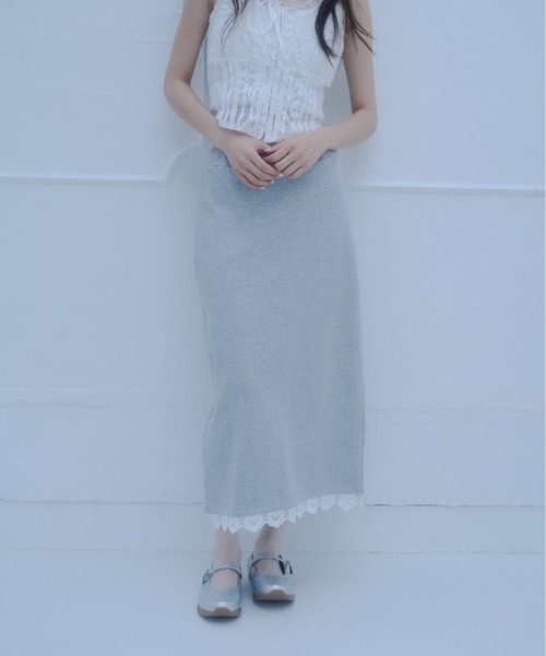 Smyeon Sweat lace skirt レース付きスウェットスカート Smyeon スカート Sweat lace skirt/レース付きスウェット