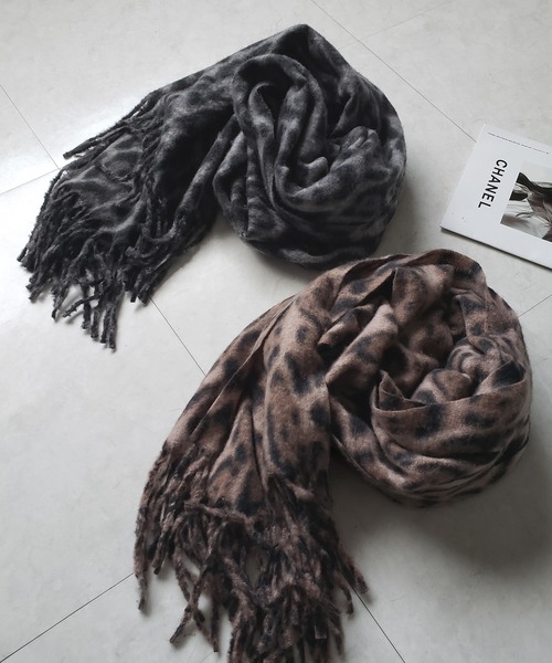 即完売モデル】Supreme レオパード マフラー ストール 100%ウール