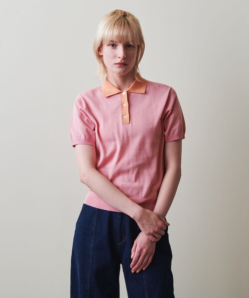 Steven Alan バイカラー　ショートスリーブ　ニットポロ Steven Alan バイカラーショートスリーブニットポロ