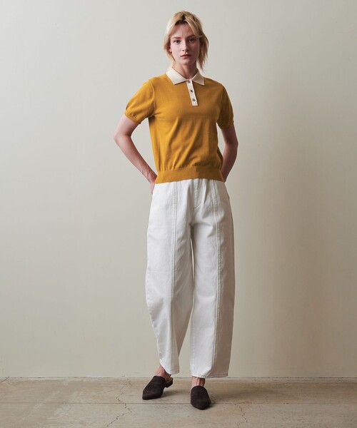 Steven Alan バイカラー　ショートスリーブ　ニットポロ　コットン Steven Alan バイカラー ショートスリーブ ニットポロ