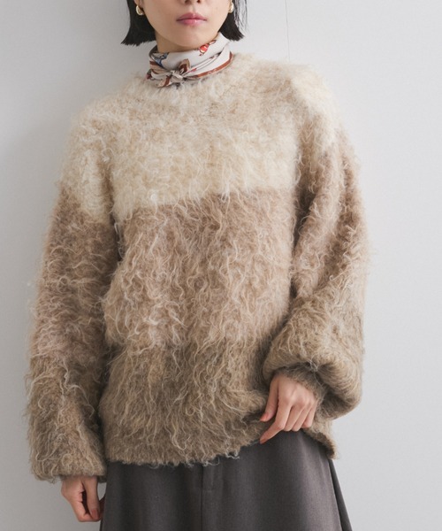 ビッキー VICKY パネルボーダーシャギーニット≪手洗い可能≫ （ライトグレー） VICKY ニット セーター パネルボーダーシャギーニット「手洗い