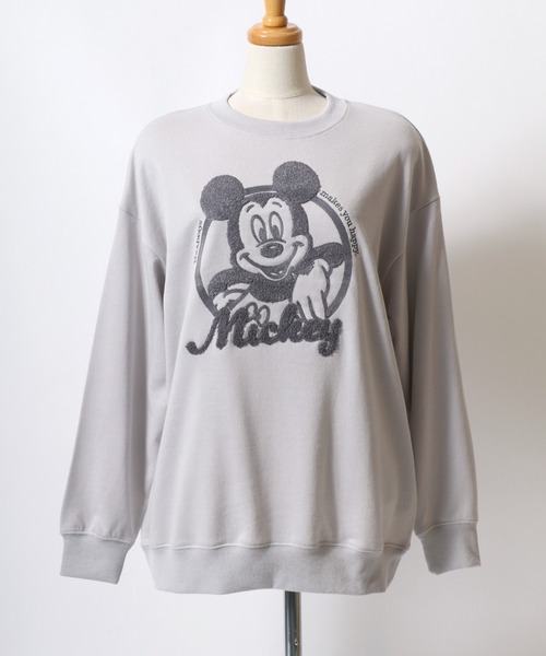 2798 Disney ディズニー　スウェット　トレーナー　刺繍　ロゴ　紫 Disney トレーナー スウェット 「DISNEY/ディズニー」ユニ