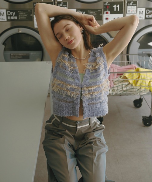 ベスト ジレ Firsthand/ファーストハンド 異素材フリンジニットベスト / ボーダーニットベスト 25AW レディース Firsthand ベスト ジレ Firsthand/ファーストハンド 異素材