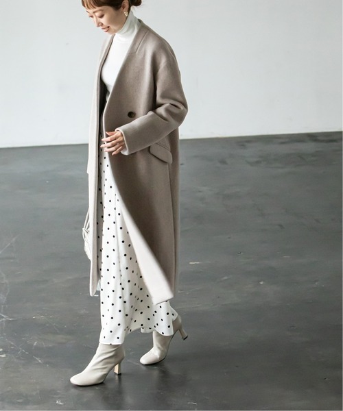 NOBLE（ノーブル） ノーカラーコート 36 グレー レディース : ZOZOTOWN