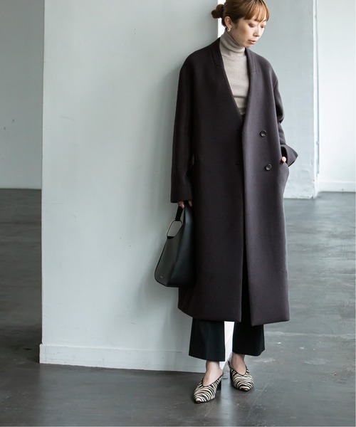 NOBLE（ノーブル） ノーカラーコート 36 グレー レディース : ZOZOTOWN