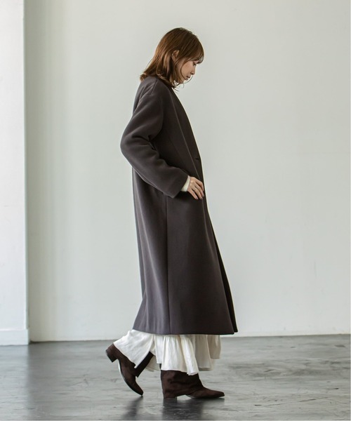 NOBLE（ノーブル） ノーカラーコート 36 グレー レディース : ZOZOTOWN