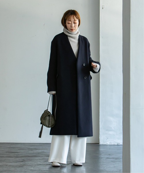 NOBLE（ノーブル） ノーカラーコート 36 グレー レディース : ZOZOTOWN