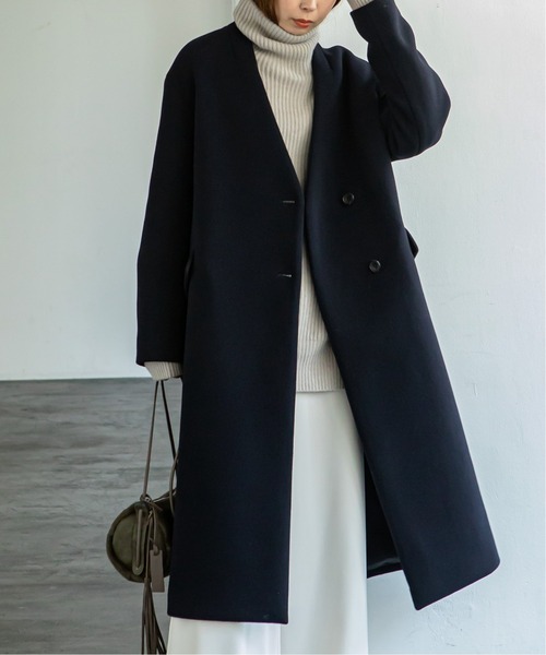 NOBLE（ノーブル） ノーカラーコート 36 グレー レディース : ZOZOTOWN