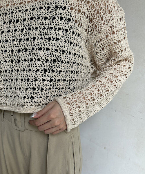 soerte ルーズスラブメッシュニットプルオーバー ベージュ 2 Loose slub mesh knit pullover / ルーズスラブメッシュニット