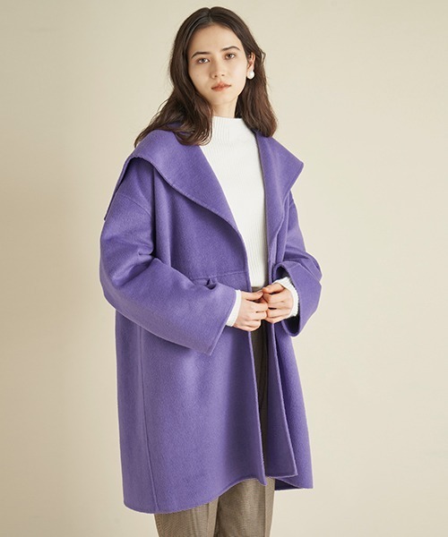 Mila Owen コート Mila Owen]衿ストラップハーフ丈リバーPコート | KOBUNSHA SELECT SHOP