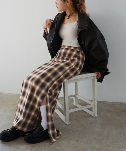 PERRY ELLIS checked スカート Mili affinity スカート チェックロングストレートスカート