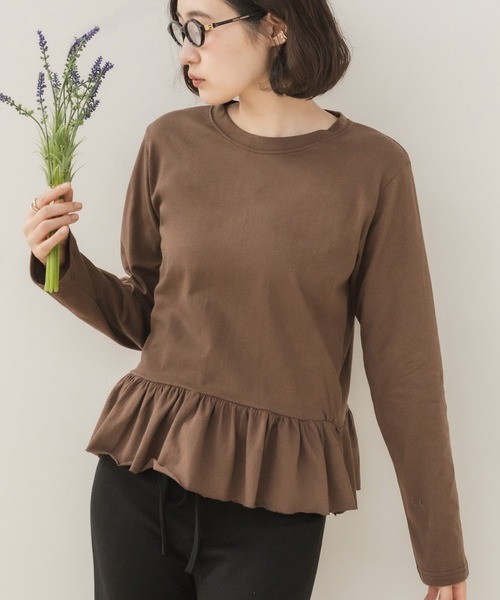 HEILIS（ヘイリス） tシャツ 裾フリルペプラムカットソー/フリル