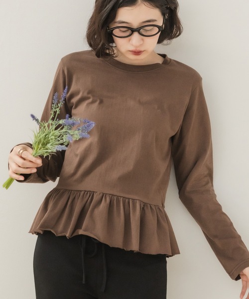 HEILIS（ヘイリス） tシャツ 裾フリルペプラムカットソー/フリル