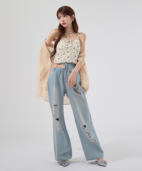 花柄　カップ付き　キャミソール　フラワー Ambre Neige キャミソール flower design camisole / 花柄カップ