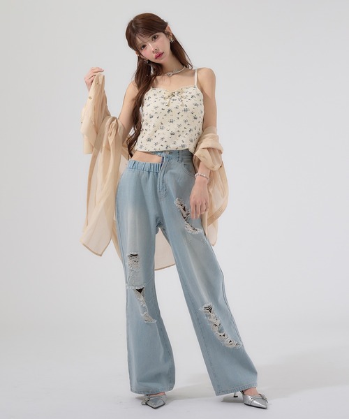 花柄　カップ付き　キャミソール　フラワー Ambre Neige キャミソール flower design camisole / 花柄カップ