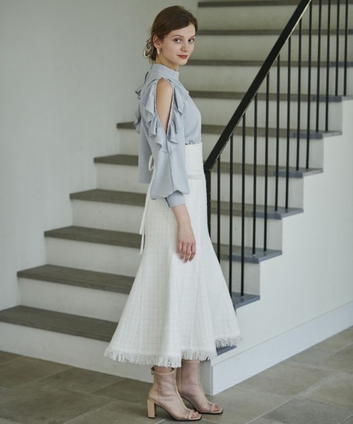 「AND COUTURE」 フレアスカート SMALL オフホワイト レディース_画像4