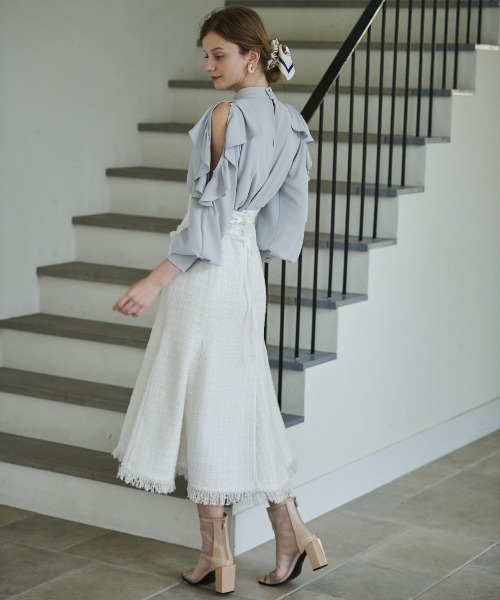 「AND COUTURE」 フレアスカート SMALL オフホワイト レディース_画像5