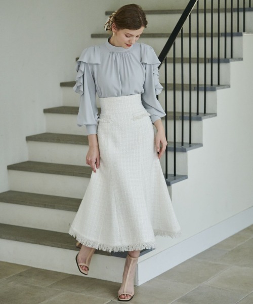 「AND COUTURE」 フレアスカート SMALL オフホワイト レディース_画像6