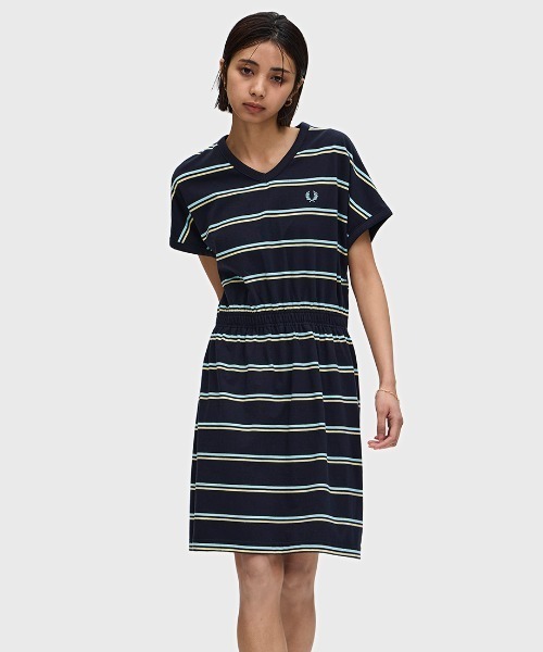 FRED PERRY ワンピース FRED PERRY ワンピース V-Neck Jersey Dress／Vネックジャージー