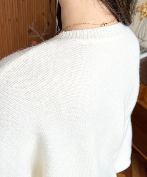 moment+ ニット セーター サガラ刺繍ロゴニットプルオーバー