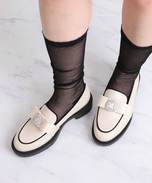 artemis by DIANA ビジューリボン 厚底ローファー セール】ビジューリボン 厚底ローファー（ローファー）｜artemis by