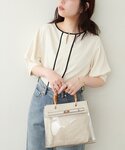 ブラウス シャツ メタルホック付き配色6分袖ブ...の詳細画像4