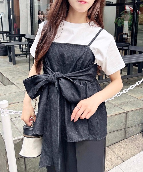 INGNI（イング） キャミソール 2Wayリボンデニムキャミソール