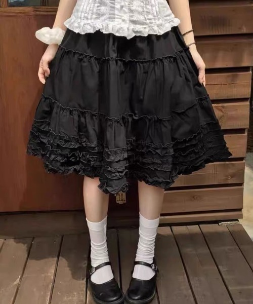 alice auaa黒ミニスカート フリル alice auaa / ギャザーウエストサルエルパンツ 1 黒 S-25-07-22