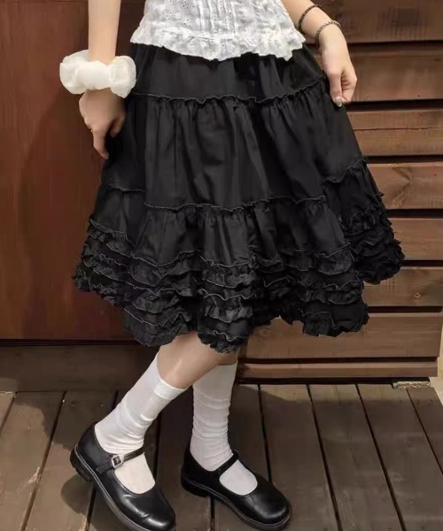 alice auaa黒ミニスカート フリル alice auaa / ギャザーウエストサルエルパンツ 1 黒 S-25-07-22
