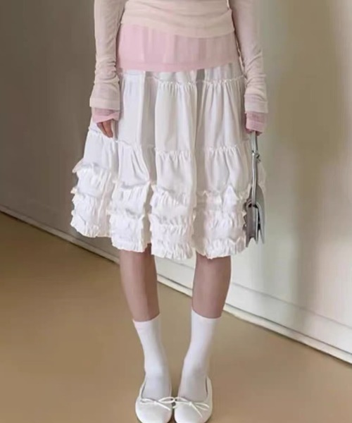 フリルスカート 白 Achic スカート 四色展開フリルペチスカート : ZOZOTOWN Yahoo