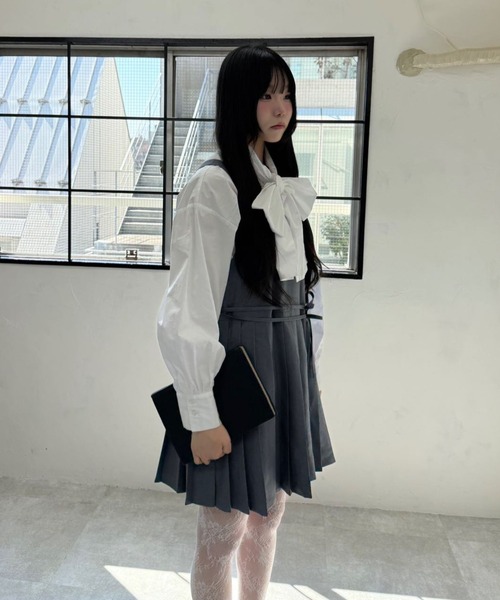 ブラウス シャツ BIG RIBBON BLOUSE/ビッグリボンブラウス レディース Big ribbon blouse【Sax】