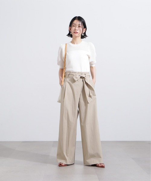 「N.（N. Natural Beauty Basic）」 半袖ニット MEDIUM オフホワイト レディース N.Natural Beauty Basic ニット セーター メッシュ切替半袖
