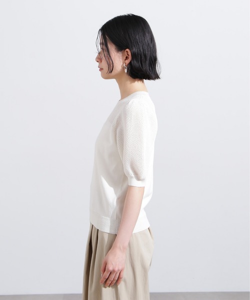 N.Natural Beauty Basic ニット セーター メッシュ切替半袖